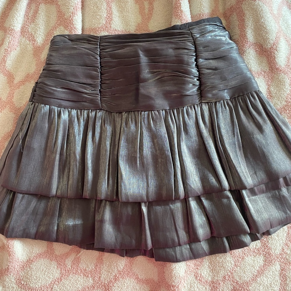 Metallic grey ruffled skirt